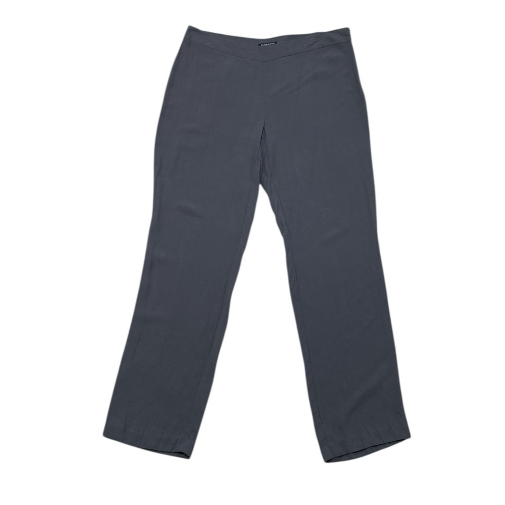Eileen Fisher Gray Crepe Silk Pants Size Medium Flat Front